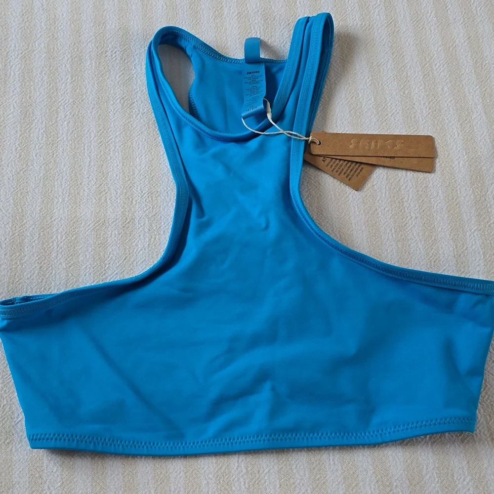 SKIMS Recycled Swim HighNeck Racerback Top Size:XS Turquoise